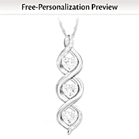 Personalized Daughter Pendant With Heart-Shaped Diamonds