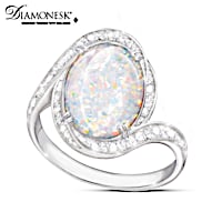 "Prisma Allure" Diamonesk Simulated Australian Opal Ring