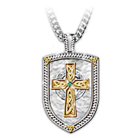 "Pride Of Ireland" Engraved Men's Religious Pendant Necklace