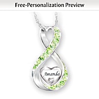 Granddaughter Name-Engraved Birthstone And Diamond Necklace