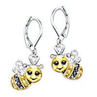 Silver And Gold-Plated Crystal Granddaughter Bee Earrings