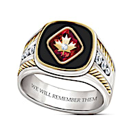 "Lest We Forget" Men's Onyx Ring With Engraving