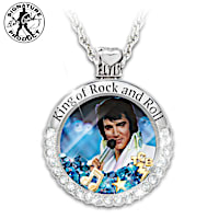 "Rock And Roll Elvis" Floating Crystal Pendant Necklace