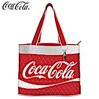 COCA-COLA Women's Quilted Tote Bag with COKE Bottle Charm