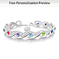 Personalized Bracelet With Up To 12 Birthstones And Names