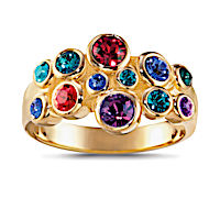 "Jewels Of Canada" 18K Gold-Plated Crystal Cluster Ring