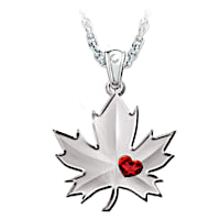 "Proudly Canadian" Cubic Zirconia Maple Leaf Necklace