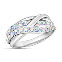 "Aurora" Swarovski Crystal Ring With Rhodium Plating