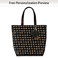 Black Tote Bag With Your Initials In Designer Pattern