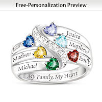 Birthstone My Family, My Heart Personalized Ring
