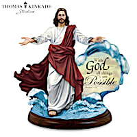 Thomas Kinkade Illuminated Jesus Walking On Water Sculpture