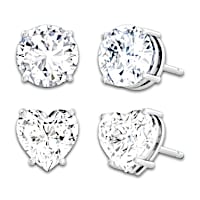 Stud Earrings Set With Over 2 Carats Of Simulated Diamonds
