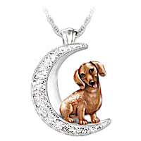 I Love My Dachshund To The Moon And Back Pendant Necklace