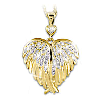 Guardian Angel Embrace Crystal And Diamond Pendant Necklace