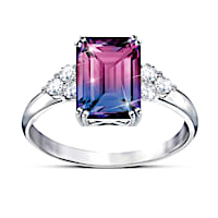 2-Carat Bi-Coloured Simulated Tourmaline Ring With Topaz