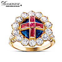 Queen Elizabeth II Diamonesk 18K Gold-Plated Replica Ring