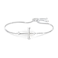 "Blessed With Faith" Engraved Diamond Cross Bracelet
