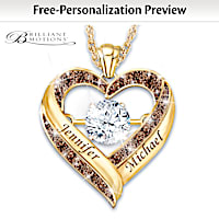 1-Carat Dancing Topaz & Mocha Diamonds Personalized Necklace