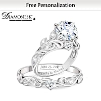 "Our Love Blooms Forever" Personalized Bridal Ring Set