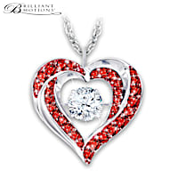 Patriotic Heart-Shaped Brilliant Motions Pendant Necklace