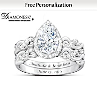 3-Carat Sterling Perfect Pair Personalized Bridal Ring Set