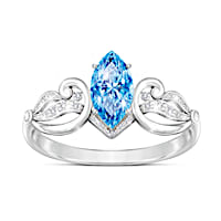 "Sea Of Love" Swiss Blue Topaz And Diamond Women's Ring