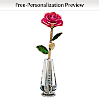 24K Gold-Plated Granddaughter Rose With Name In Glass Vase