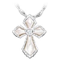 Granddaughter Mother Of Pearl And Diamond Cross Necklace