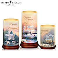 Thomas Kinkade Real Wax LED Candle Set With Remote Control