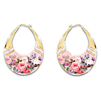 Breast Cancer Awareness Floral Hoop Earrings