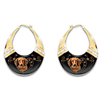 Dachshund Gold-Toned Hoop Earrings With Crystals