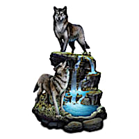Al Agnew "Majestic Encounter" Illuminated Wolf Sculpture