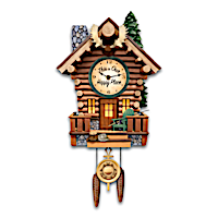 Log Cabin Illuminated Wall Clock With Wilderness Sounds