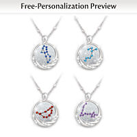 Zodiac Constellation Crystal Birthstone Pendant Necklace