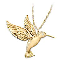 Hummingbird Diamond Pendant Necklace With Moving Wings