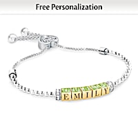 Birthstone Bracelet For Granddaughters With Name And Traits