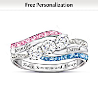 "Today, Tomorrow And Always" Personalized Birthstone Ring