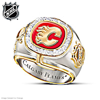 Calgary Flames&reg; Men's Ring With 10 Diamonds