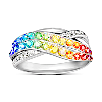 "Fire Rainbow" Ring With Over 35 Genuine Crystals