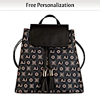 Convertible Backpack With Your Initials In Designer Pattern