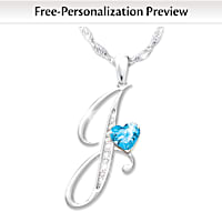 Personalized Initial & Birthstone Necklace For Granddaughter