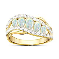 "Genuine Beauty" Ethiopian Opal And White Topaz Ring