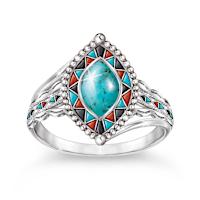 Solid Sterling Silver Turquoise Cabochon Ring
