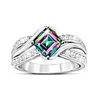 2-Carat Genuine Aurora Mystic Topaz Northern Lights Ring