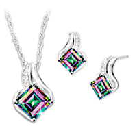 3.75-Carat Mystic Topaz Northern Lights Necklace & Earrings