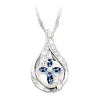 Diamond & Created Sapphire God's Embrace Pendant Necklace