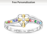 My Blessed Family Personalized Birthstone And Diamond Ring