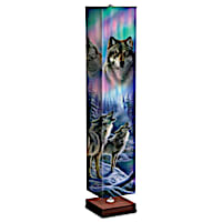 James Meger Floor Lamp With Wolf Art On 4-Sided Fabric Shade
