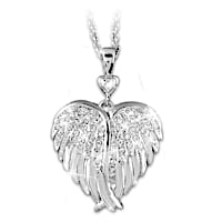 Crystal And Diamond Guardian Angel Embrace Locket Necklace