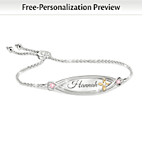 "God Bless You" Granddaughter Bracelet With 2 Engraved Names